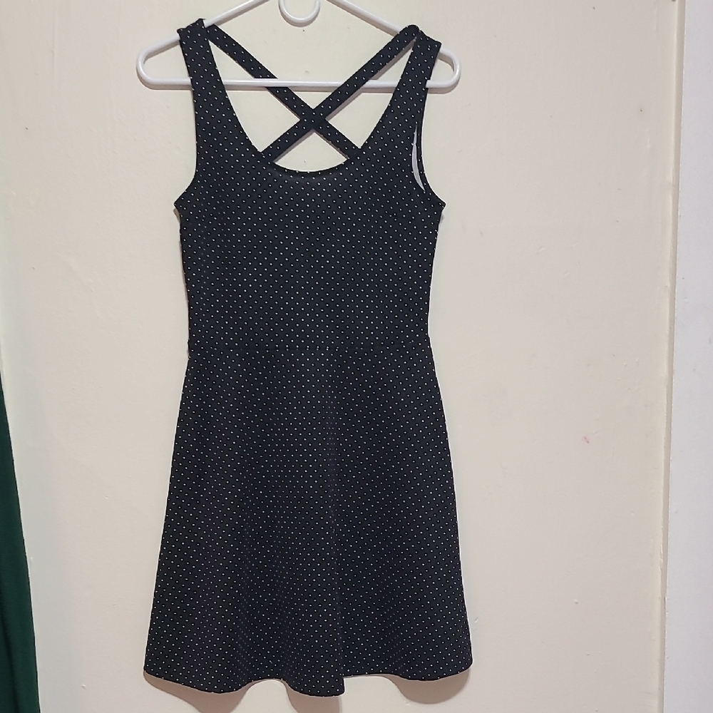H&M ELEGANT BLACK WITH  WHITE DOTS DRESS...